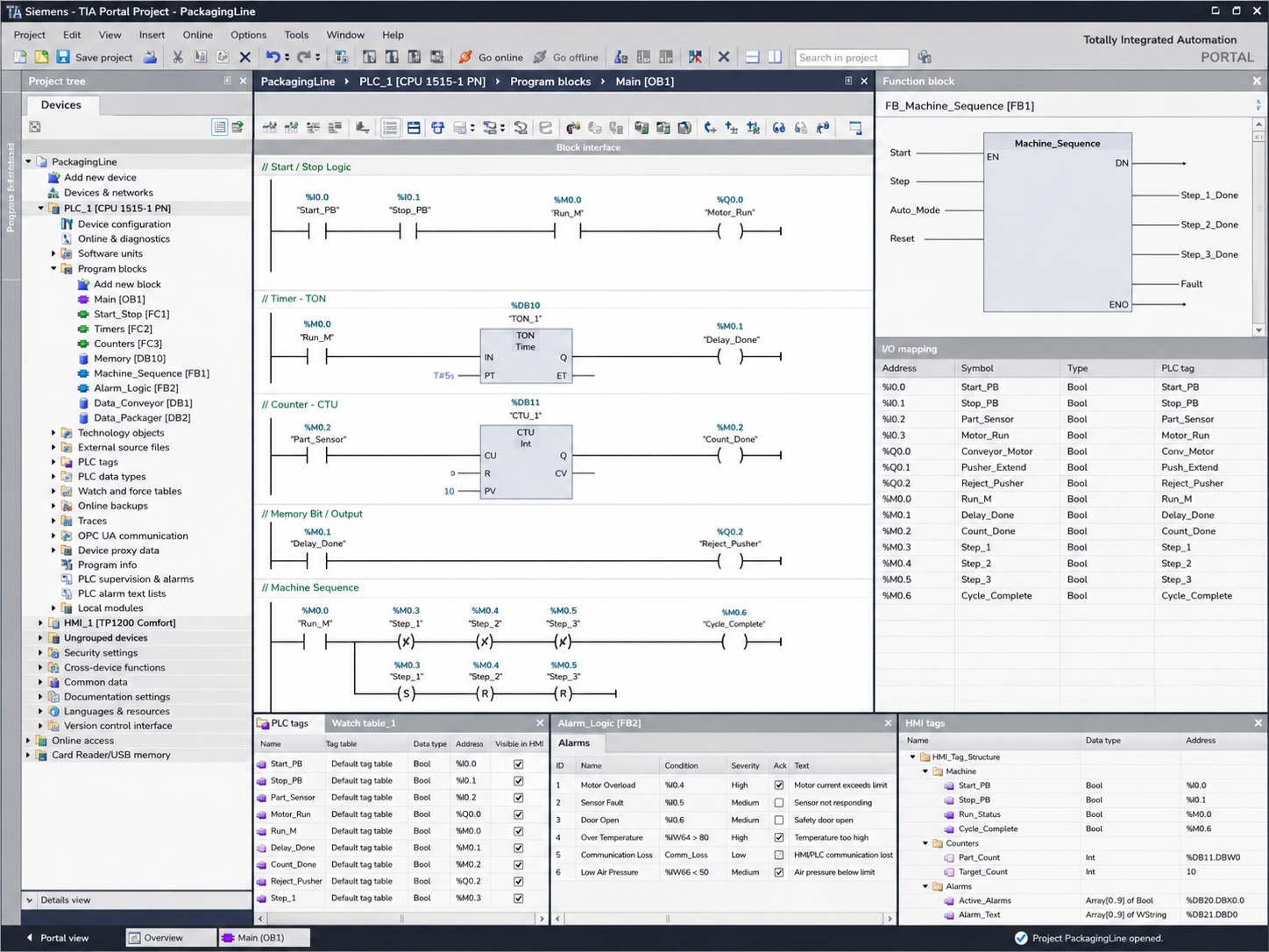 Siemens TIA Portal HMI screen and tags