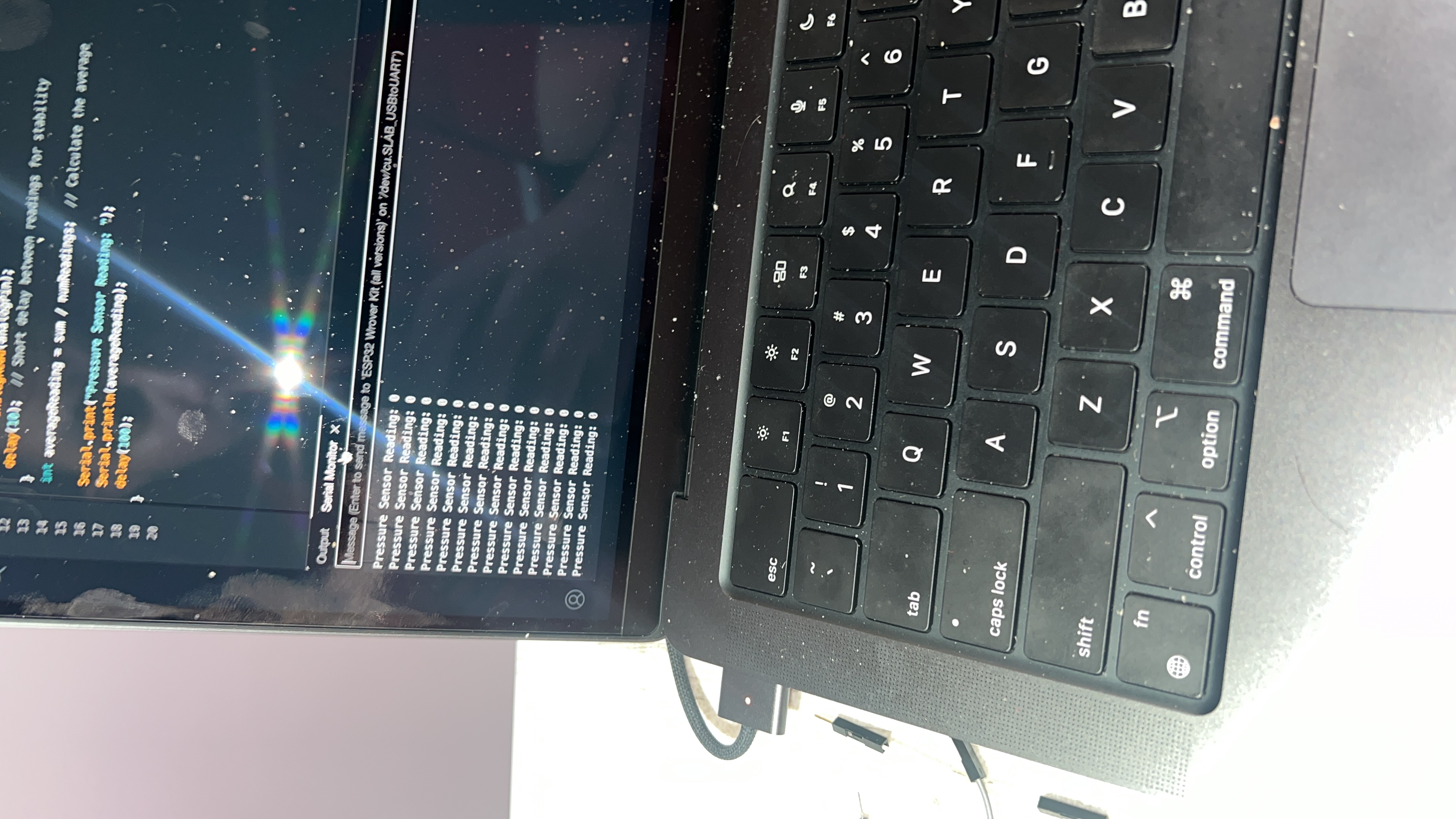 Smart Shoe prototype wiring with pressure sensors and battery