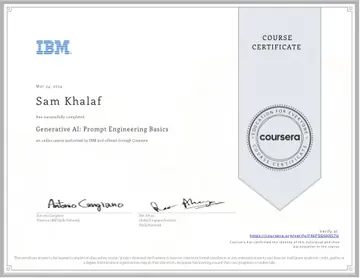 Certificate: Generative AI: Prompt Engineering Basics.