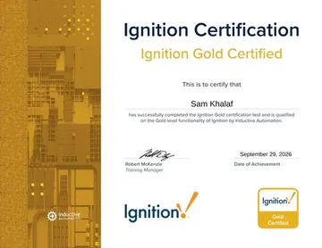 Certificate: Ignition Gold Certified.
