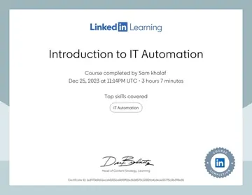 Certificate: Introduction to IT Automation.
