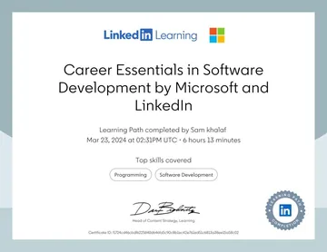 Certificate: Career Essentials in Software Development.