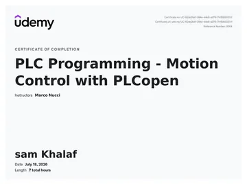 Certificate: PLC Programming - Motion Control with PLCopen.