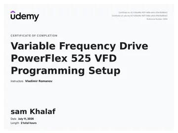 Certificate: Variable Frequency Drive PowerFlex 525 VFD Programming Setup.