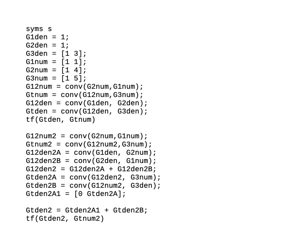MATLAB transfer function analysis